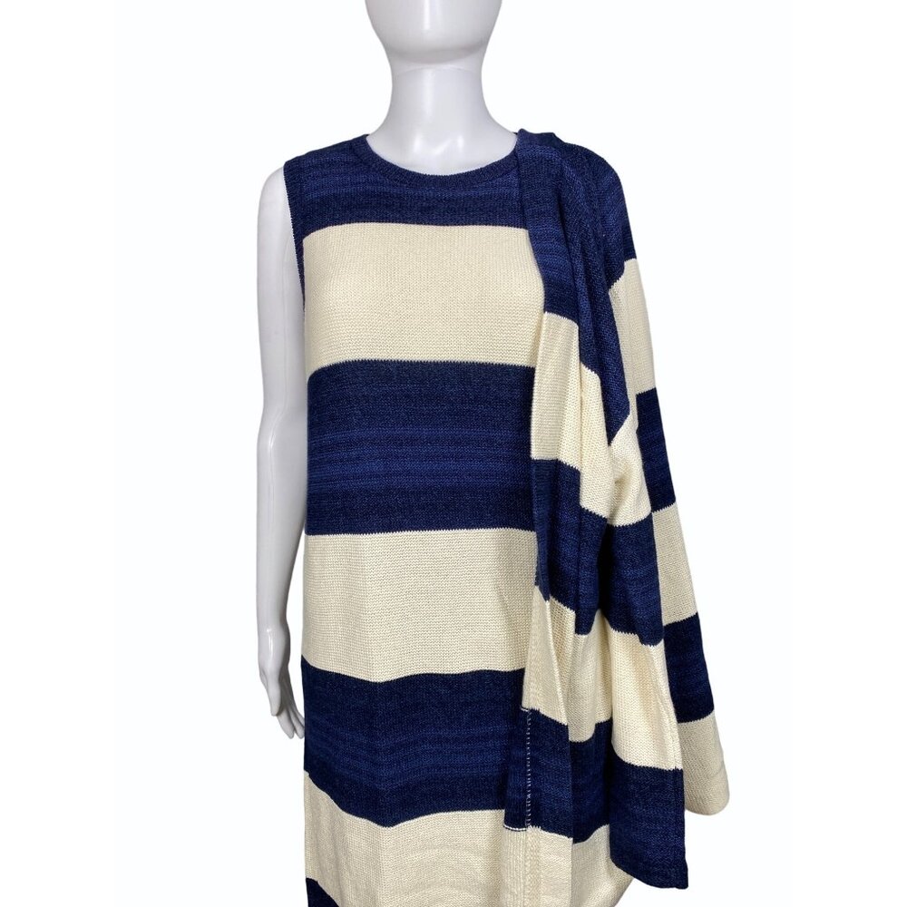 Ralph Lauren Womens M 2pc Linen Cotton Striped Sweater Dress Cardigan Set